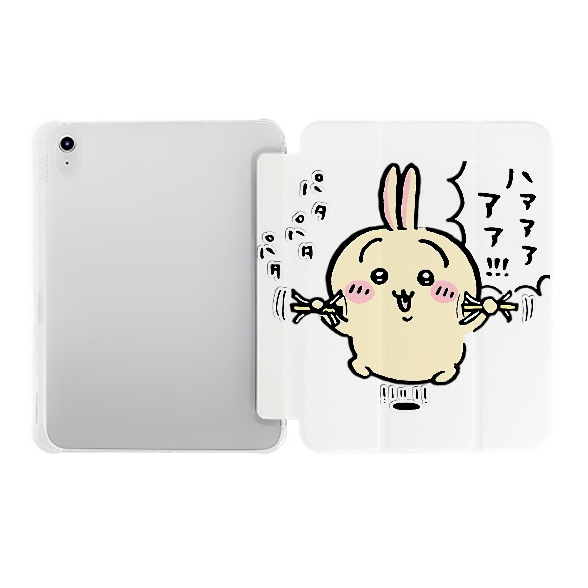 （画像用） ちいかわ うさぎ Chii-kawa usagi IPad ケース ペン収納付き 三つ折りスタンド PUレザー×シリコン 対応機種9.5/10.5/10.9インチ